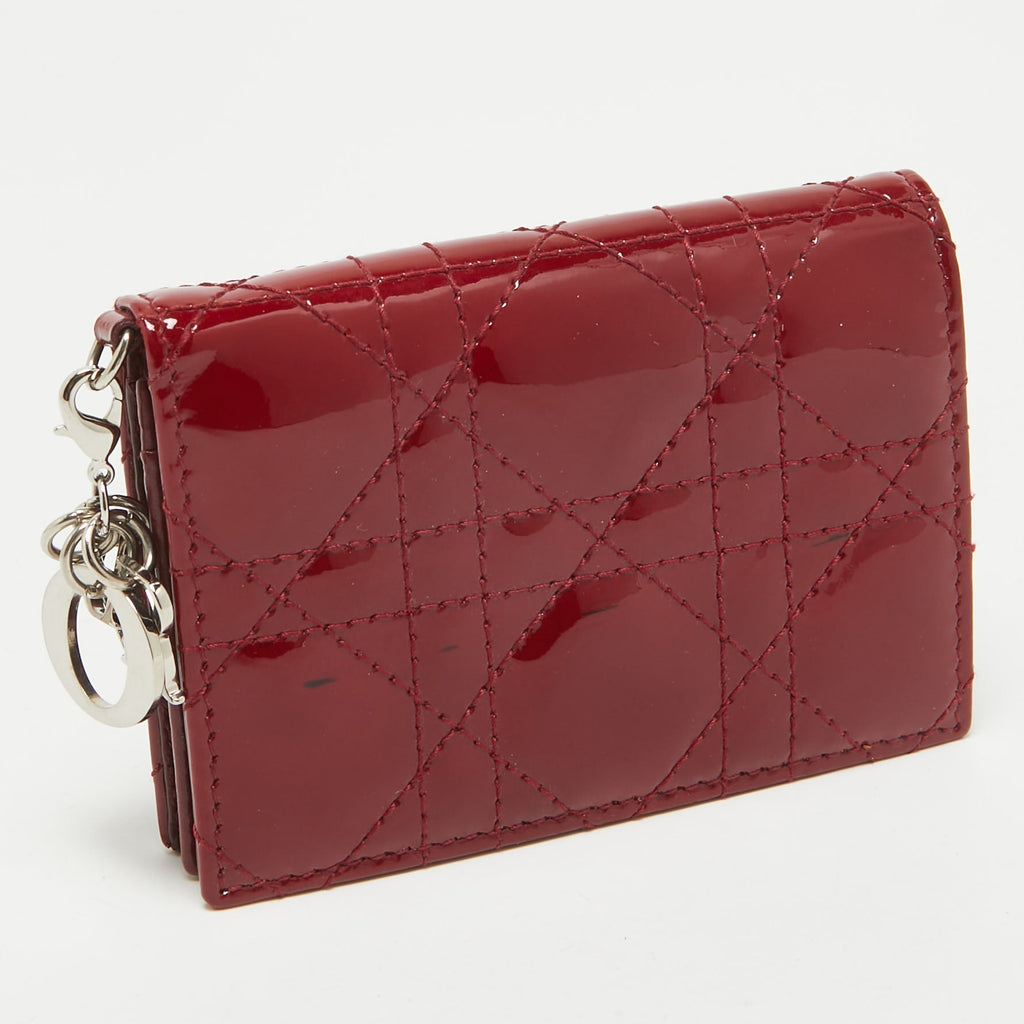 Dior Red Cannage  Leather Lady Dior Flap Card Holder