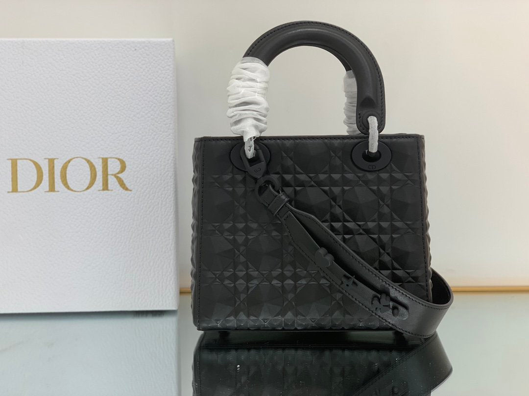 Dior MeDiorum Lady Bag Cannage with Beaded Motif, Black, For Women Women’s Handbags, Crossbody Bags, 20cm CD