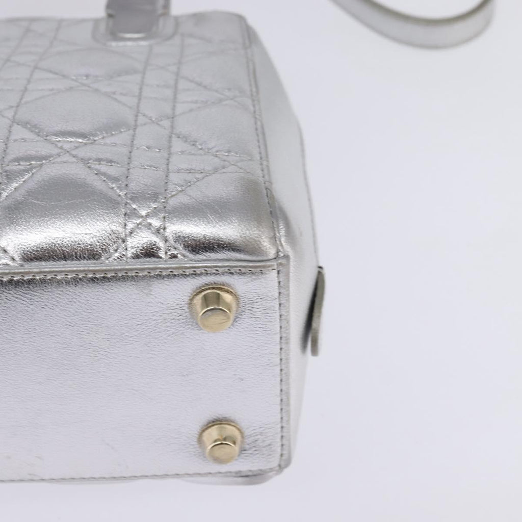 Christian Dior Lady Cannage Matelassé Silver Leather Bag (Pre-Owned)