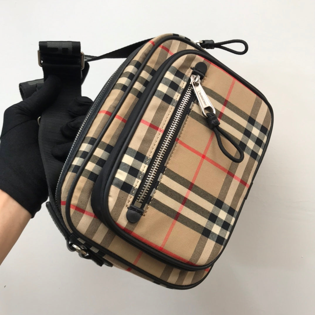 Vintage Check And Crossbody Bag For Men, Bags 8.6in/22cm