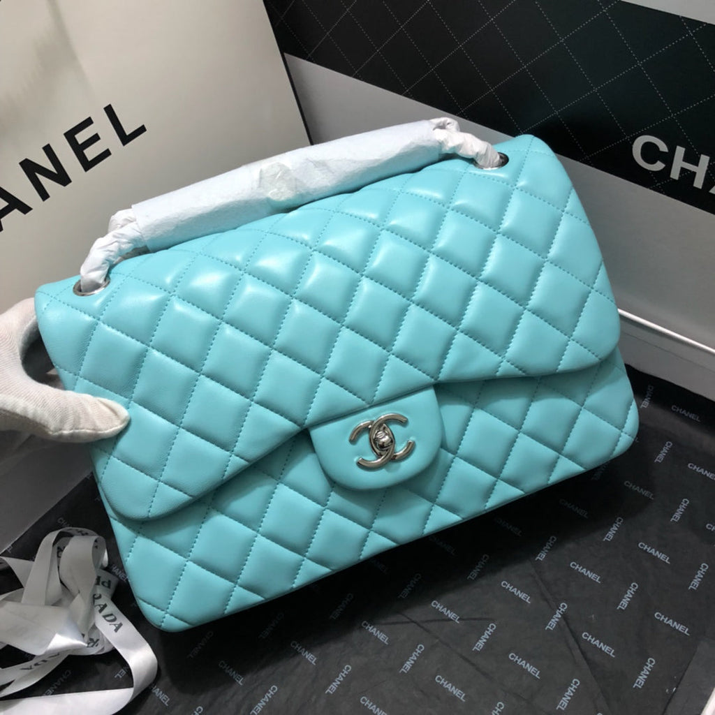 ChanelLarge Classic Handbag SiLouis Vuittoner Hardware Blue For Women Handbags, Shoulder Bags 11.8in/30cm