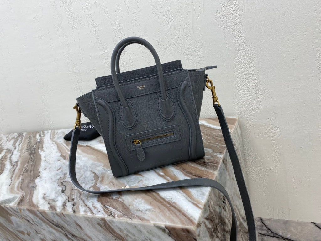 Top Quality Nano LuGucciage Bag In Drummed Grey For WomLB 8in/20cm 189243AQL.10KL