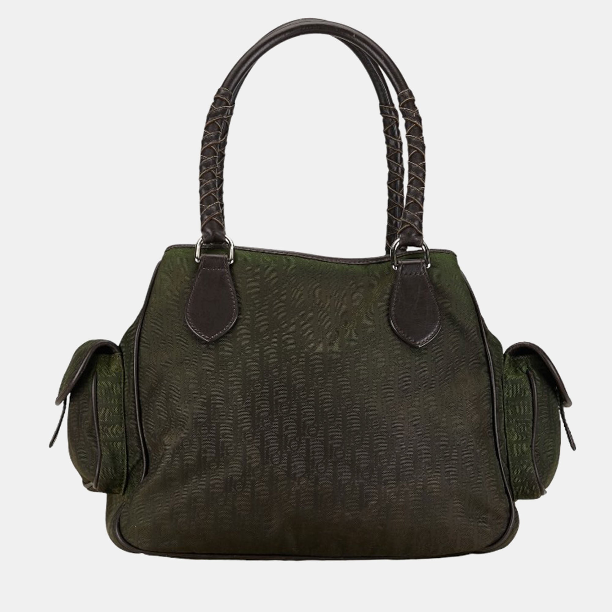 Dior Bronze Canvas Diorrissimo Multi Pocket Handbag
