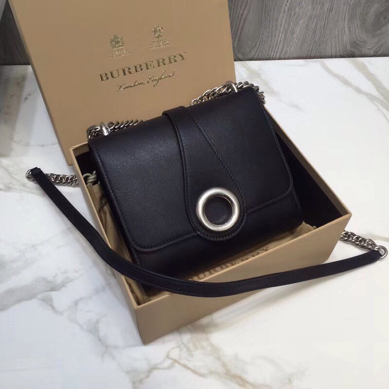 Burberry Grommet Detail Crossbody Bag Black For Women, Bags 7.1in/20cm
