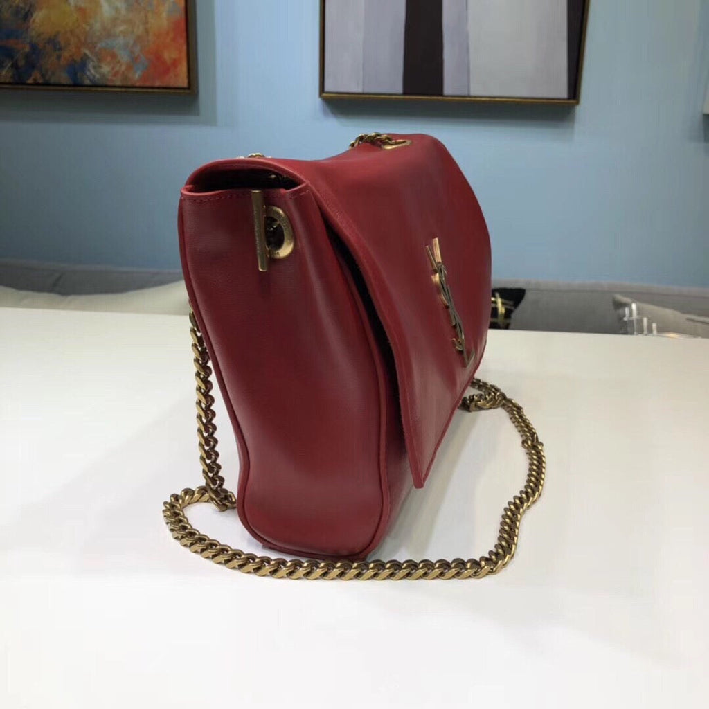 YSSL Kate Medium Chain Bag In Grain De Poudre Red For Women 9in/24cm YSL 364021BOW0J6008