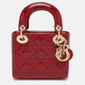 Dior Red Cannage  Leather Mini Chain Lady Dior Tote