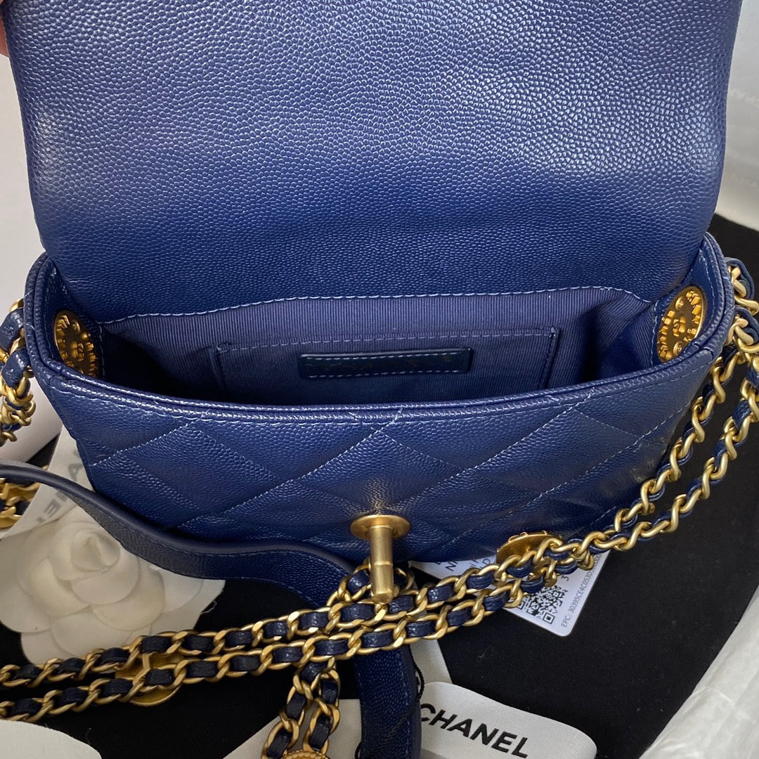 ChanelMini GlamIap Bag With Top Handle Gold Hardware Navy Blue For Women Handbags, Shoulder Bags 7.9in/20cm AS2431 B08846 NJ532