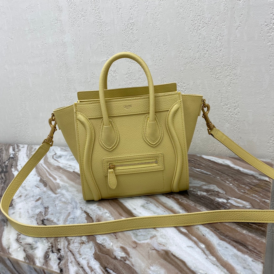 Top Quality Nano LuGucciage Bag In Drummed Yellow For WomLB 8in/20cm