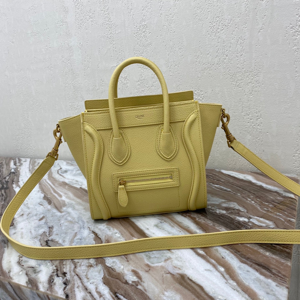 Top Quality Nano LuGucciage Bag In Drummed Yellow For WomLB 8in/20cm