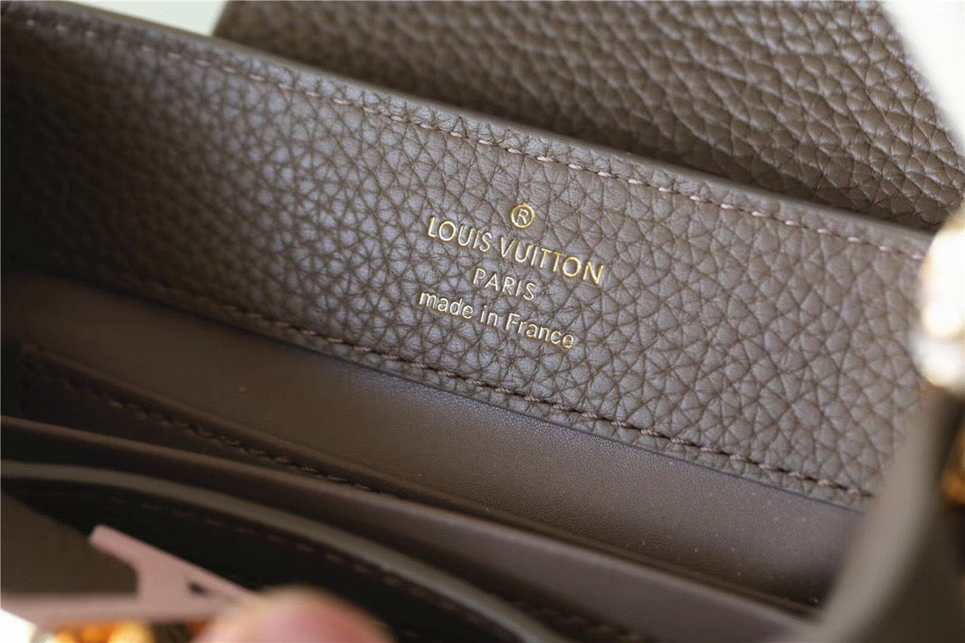 Louis Vuitton Capucines Mini Taurillon Smokey Brown Green/ Creme/ Pink For Women,  Shoulder And Crossbody Bags 21cm/8.3in Louis Vuitton