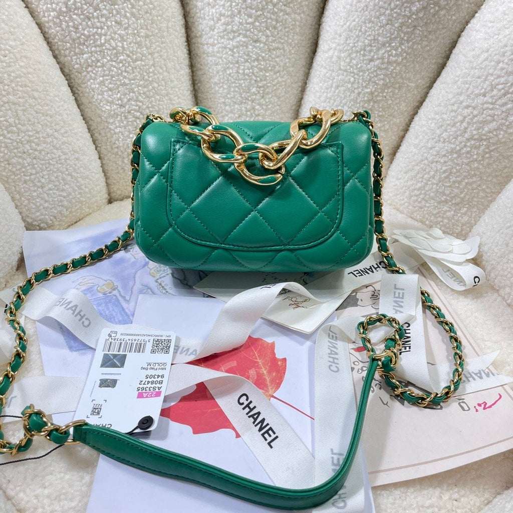 ChanelMini GlamIap Bag Gold Hardware Green For Women Handbags, Shoulder Bags 6.7in/17cm AS3365