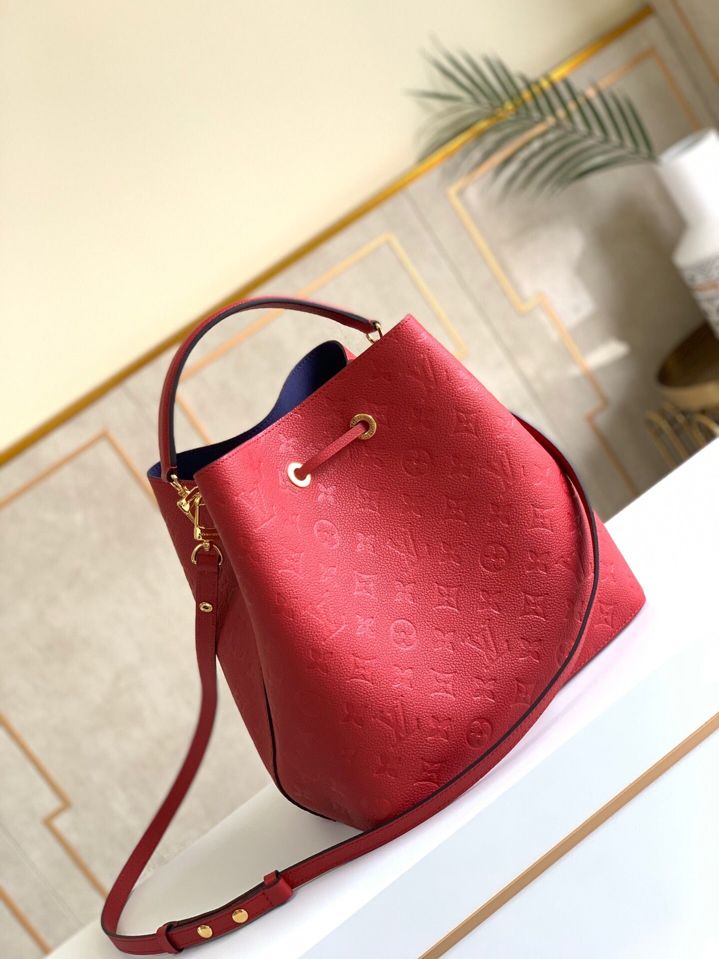 Louis Vuitton NeoNoe MM Bucket Bag Monogram Empreinte Red For Women, Women’s Bags, Shoulder Bags 10.2in/26cm Louis Vuitton