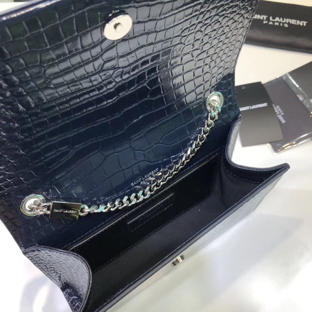Top Quality Kate Small Chain Bag With Tassel In Embossed Black For Women 7.8in/20cm YSL 474366DND0N1000
