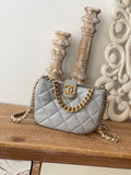 ChanelSmall Hobo Bag Gold Hardware Grey For Women Handbags, Shoulder Bags 7.5in/19cm
