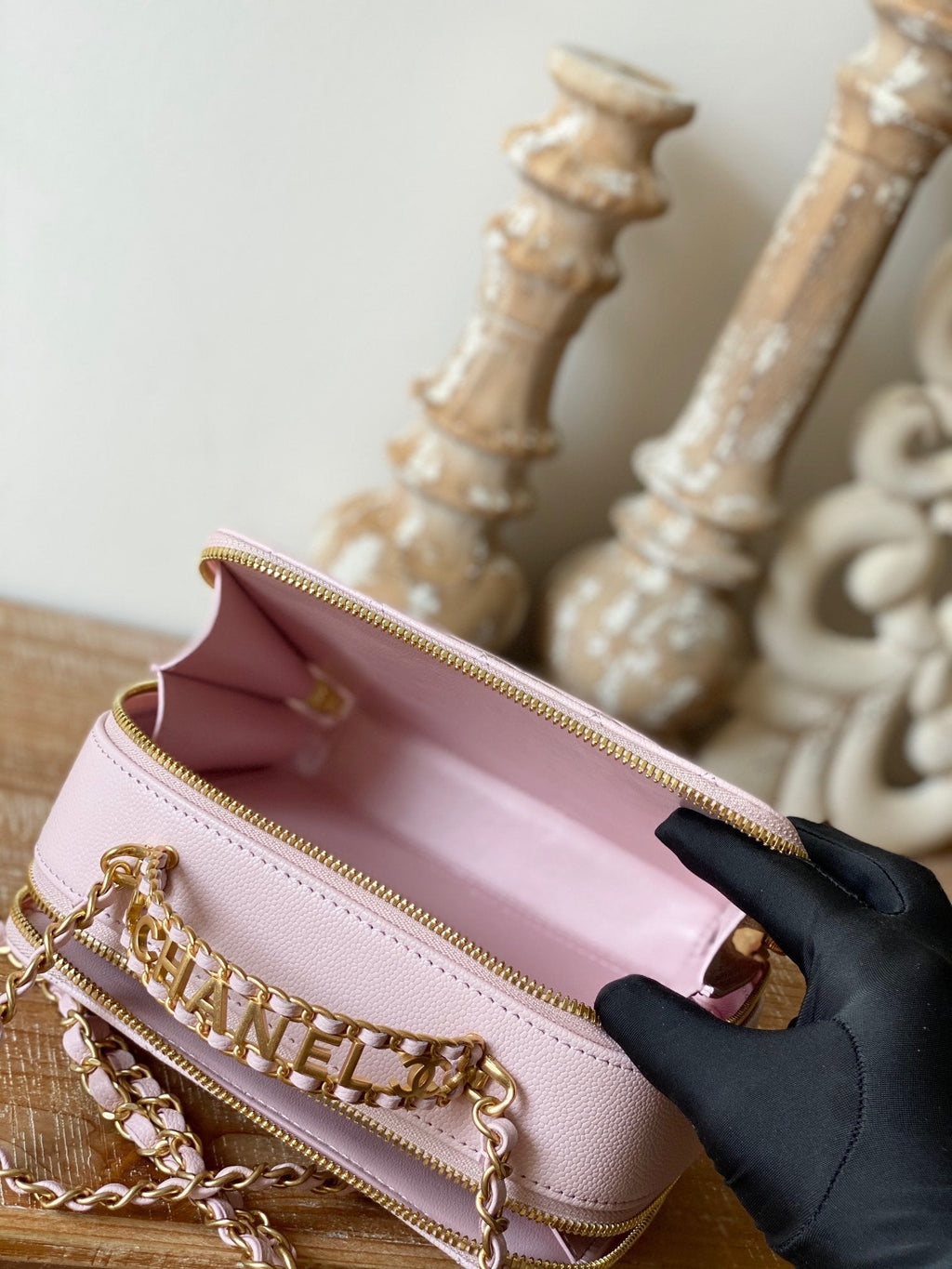 ChanelSmall Vanity Case Gold Hardware Light PiNike For Women Handbags, Shoulder Bags 5.9in/15cm AS3228Ã‚Â 