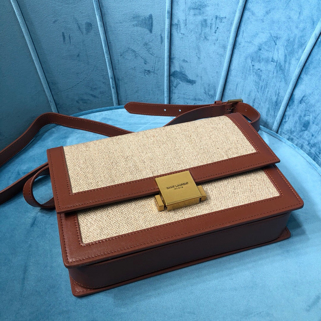 Top Quality Le CarrÃ© Satchel In Canvas And Box Natural Beige &amp; Brick For Women 9in/23cm YSLÂ 
