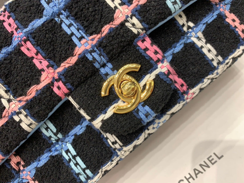 ChanelNavy Sparkle Tweed Classic Mini Rectangular GlamIap Bag For Women 20cm/7.5in
