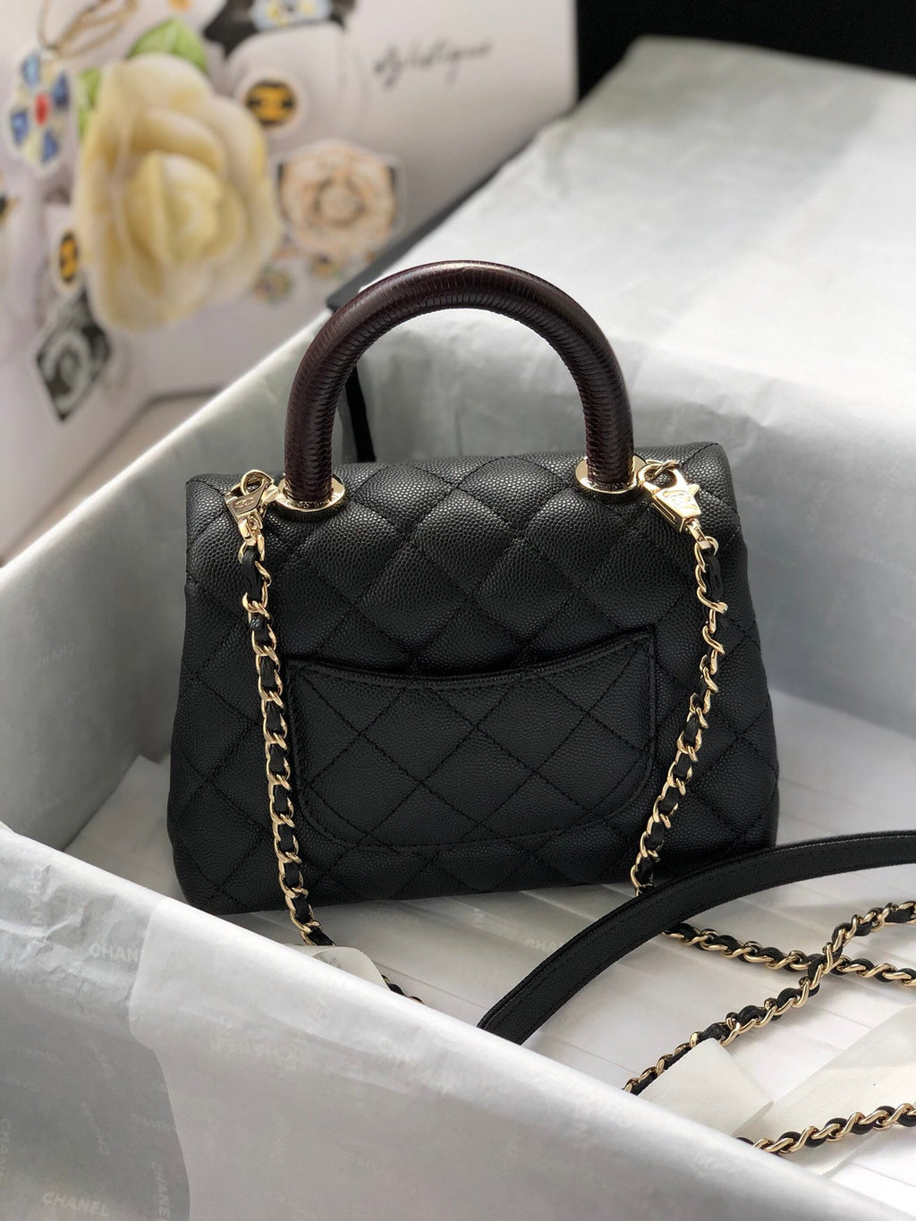 Chanel Classic Mini GlamIapbag Top Handle Black For Women 7.5in/19cm