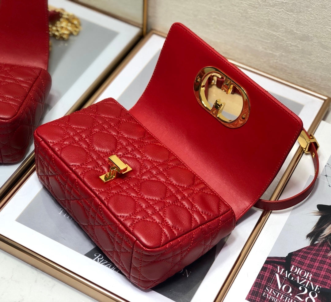 Dior Small Caro Bag Red For Women, Women’s Handbags, Shoulder Bags, Crossbody Bags 20cm/8in CD