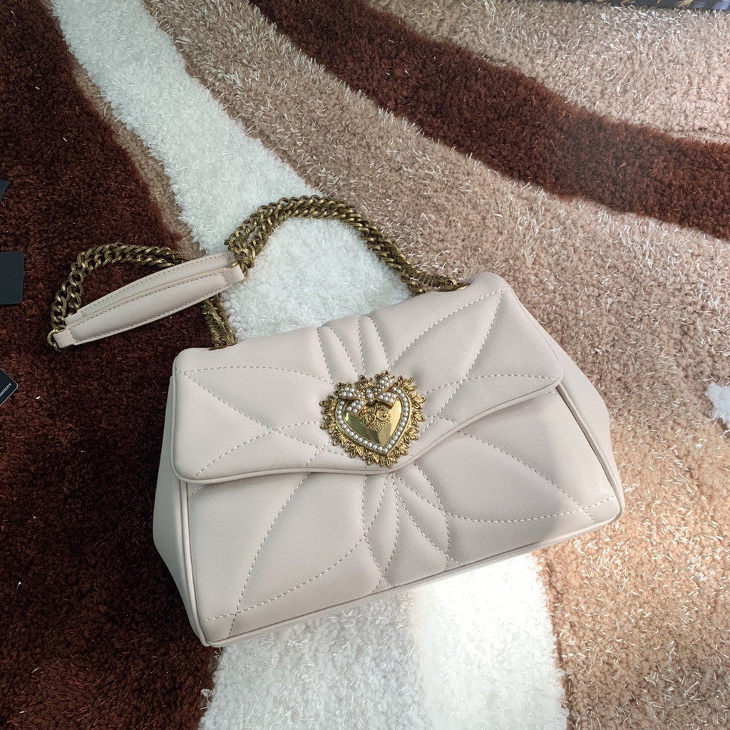 DG MeDiorum Devotion Shoulder Bag In Quilted Nappa White For Women 10.2in/26cm DG
