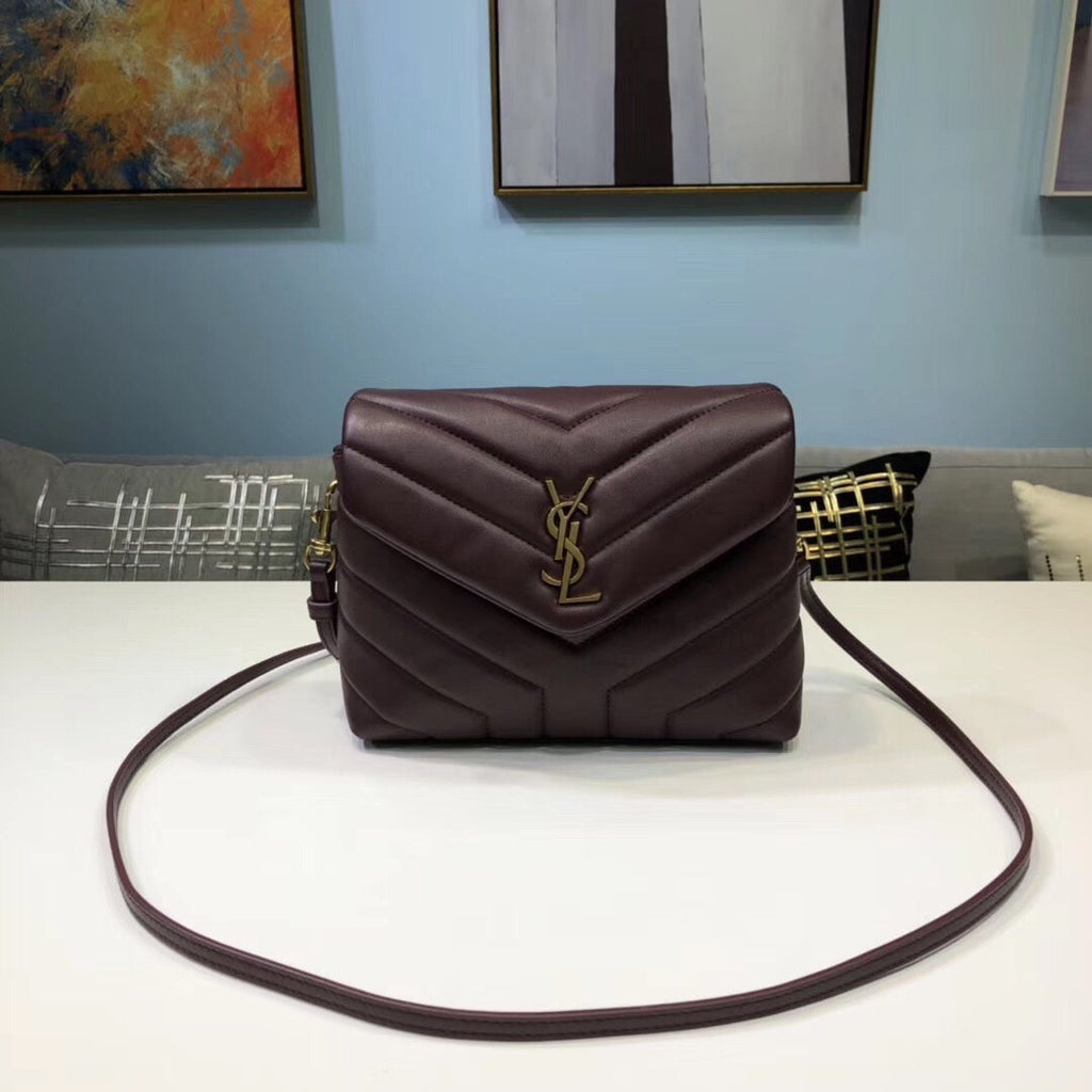 Loulou Mini Shoulder Bag Burgundy For Women 7in/18cm YSL