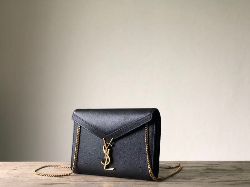 Saint Laurent Cassandra Flap-Front Crossbody Bag Black For Women 8.7in/22cm YSL 