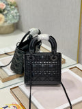 Dior Mini Lady Bag Cannage with Beaded Motif, Black, For Women Women’s Handbags, Crossbody Bags, 17cm CD M0505SNEA_M900