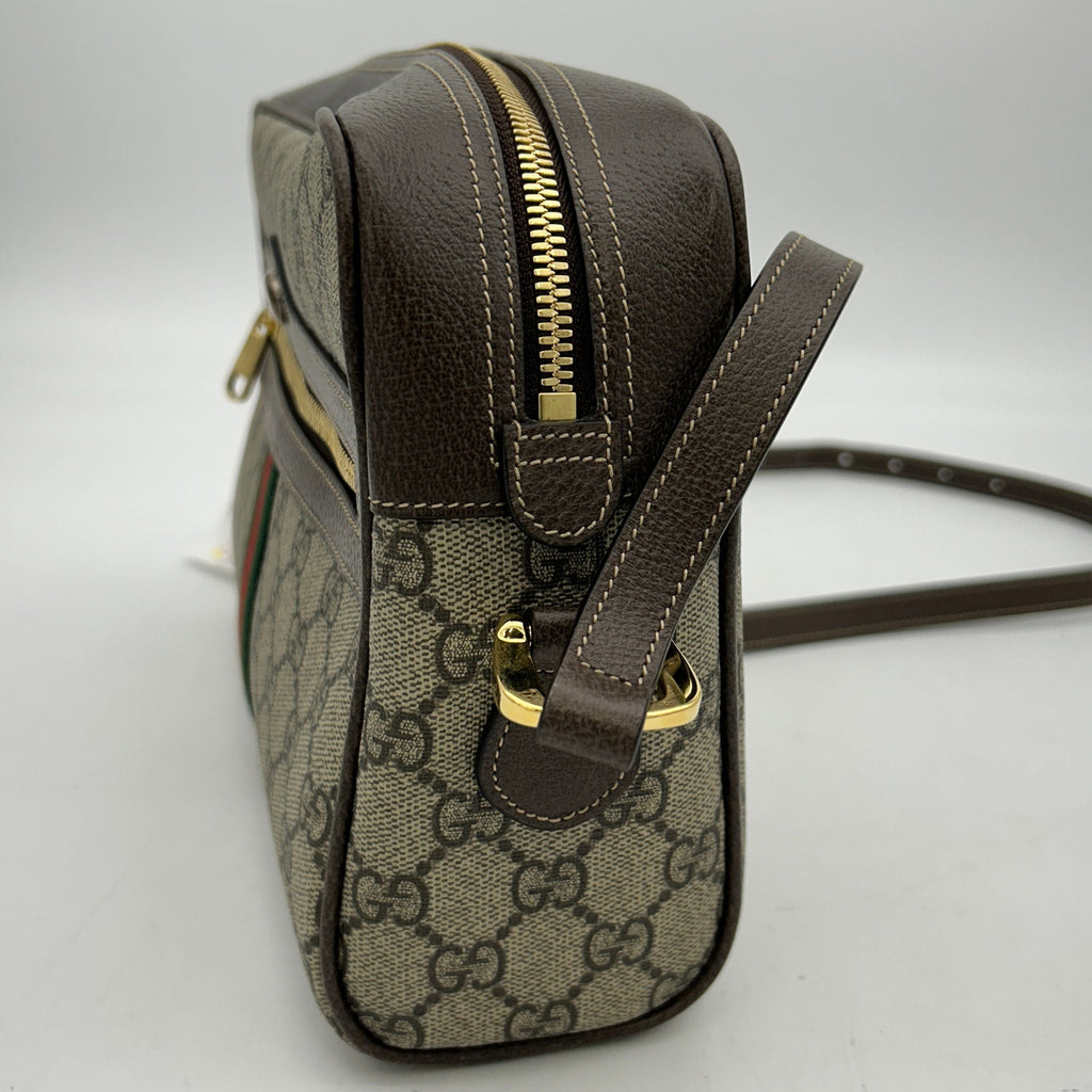 GUCCI GG Supreme Monogram Web Small Ophidia Shoulder Bag Brown 2101218346466