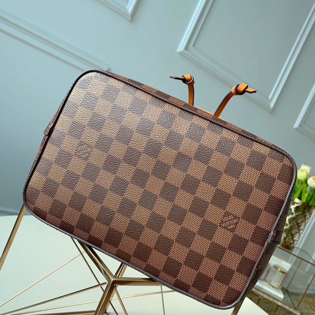 Louis Vuitton NeoNoe MM Bucket Bag Damier Ebene Canvas Safran Yellow For Women,  Shoulder And Crossbody Bags 10.2in/26cm Louis Vuitton N40213