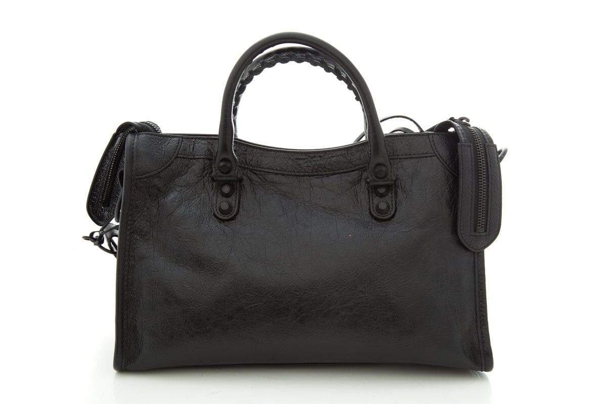 Balenciaga Black City Classic Studs Leather Handbag