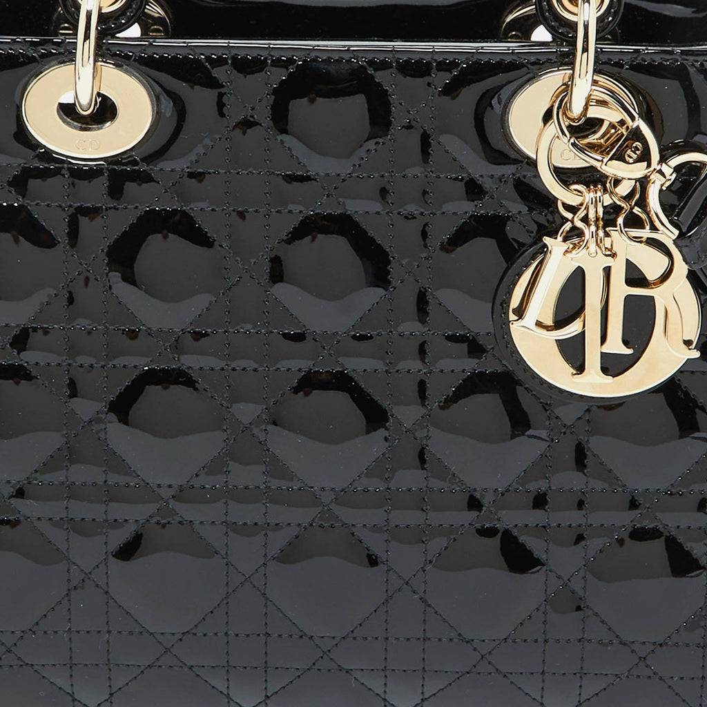 Dior Black Cannage  Leather Medium Lady Dior Tote