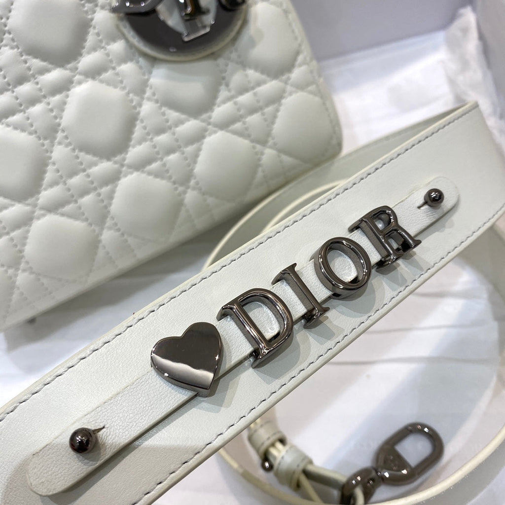 Dior Small Lady Bag SiLouis Vuittoner Hardware, White, For Women Women’s Handbags, Crossbody Bags, 20cm CD