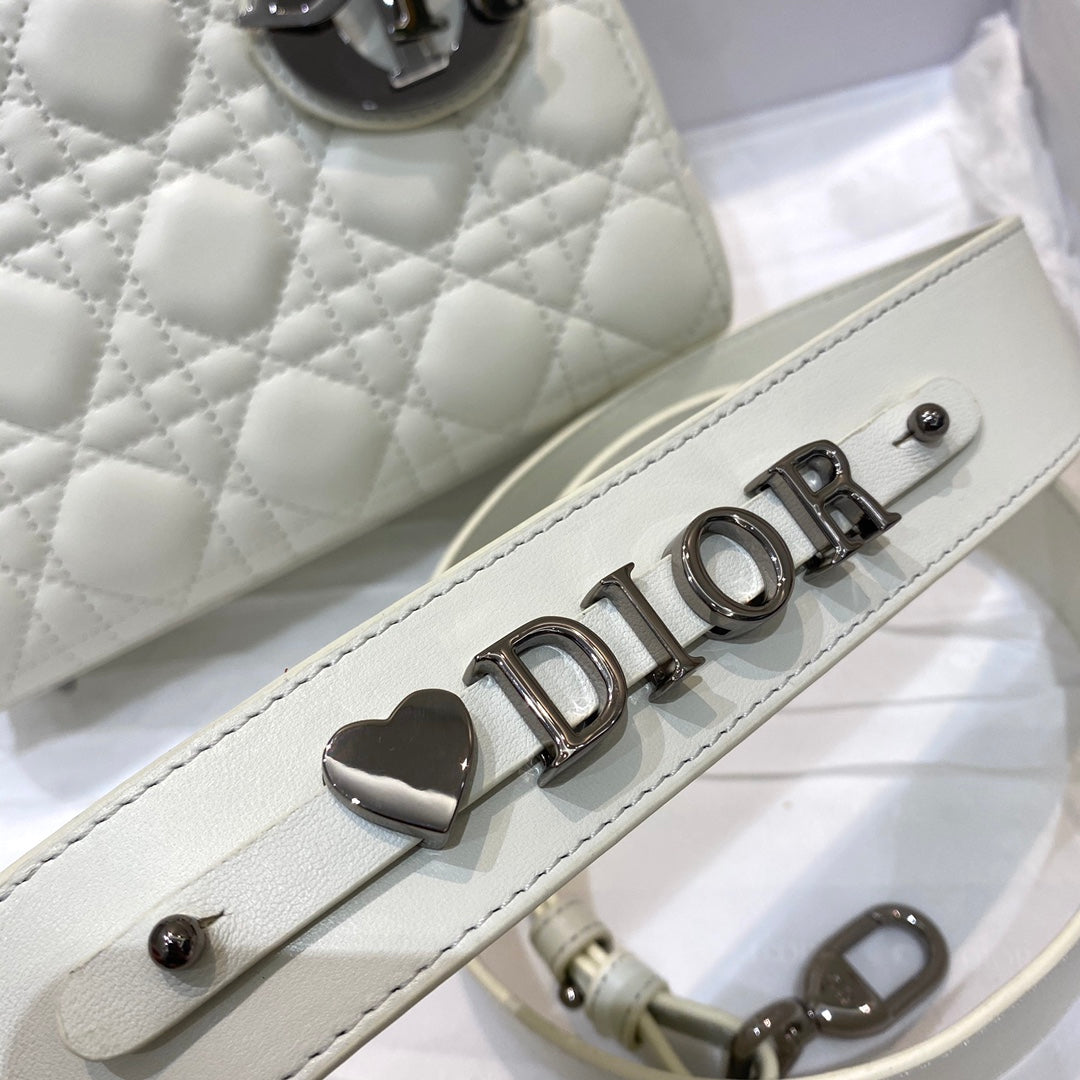 Dior Small Lady Bag SiLouis Vuittoner Hardware, White, For Women Women’s Handbags, Crossbody Bags, 20cm CD