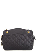 Chanel Vintage Black Quilted Medallion Zip Tote  Shoulder Bag