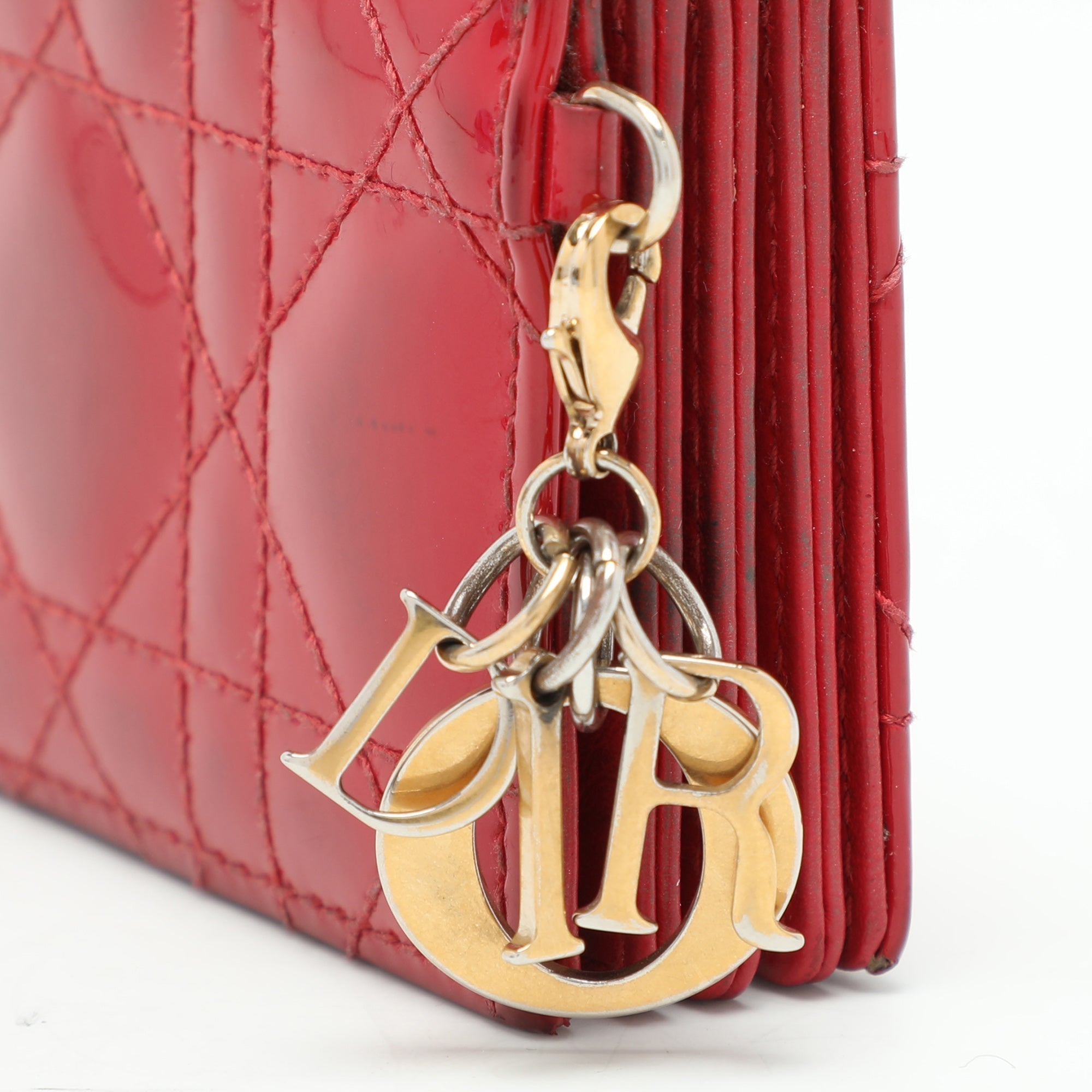 Dior Red Cannage  Leather Lady Dior Gusset Card Case