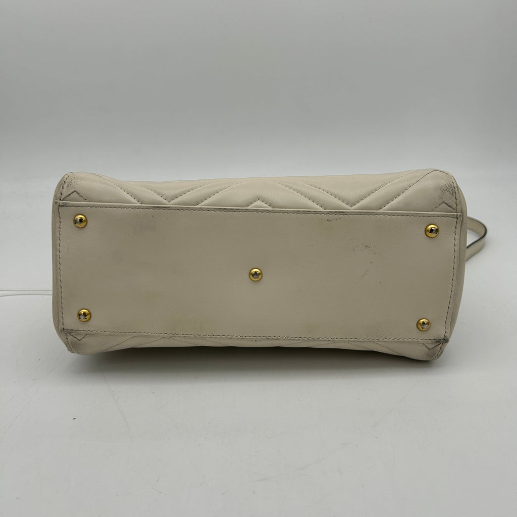 Gucci GG Marmont White Leather Shoulder Bag Medium