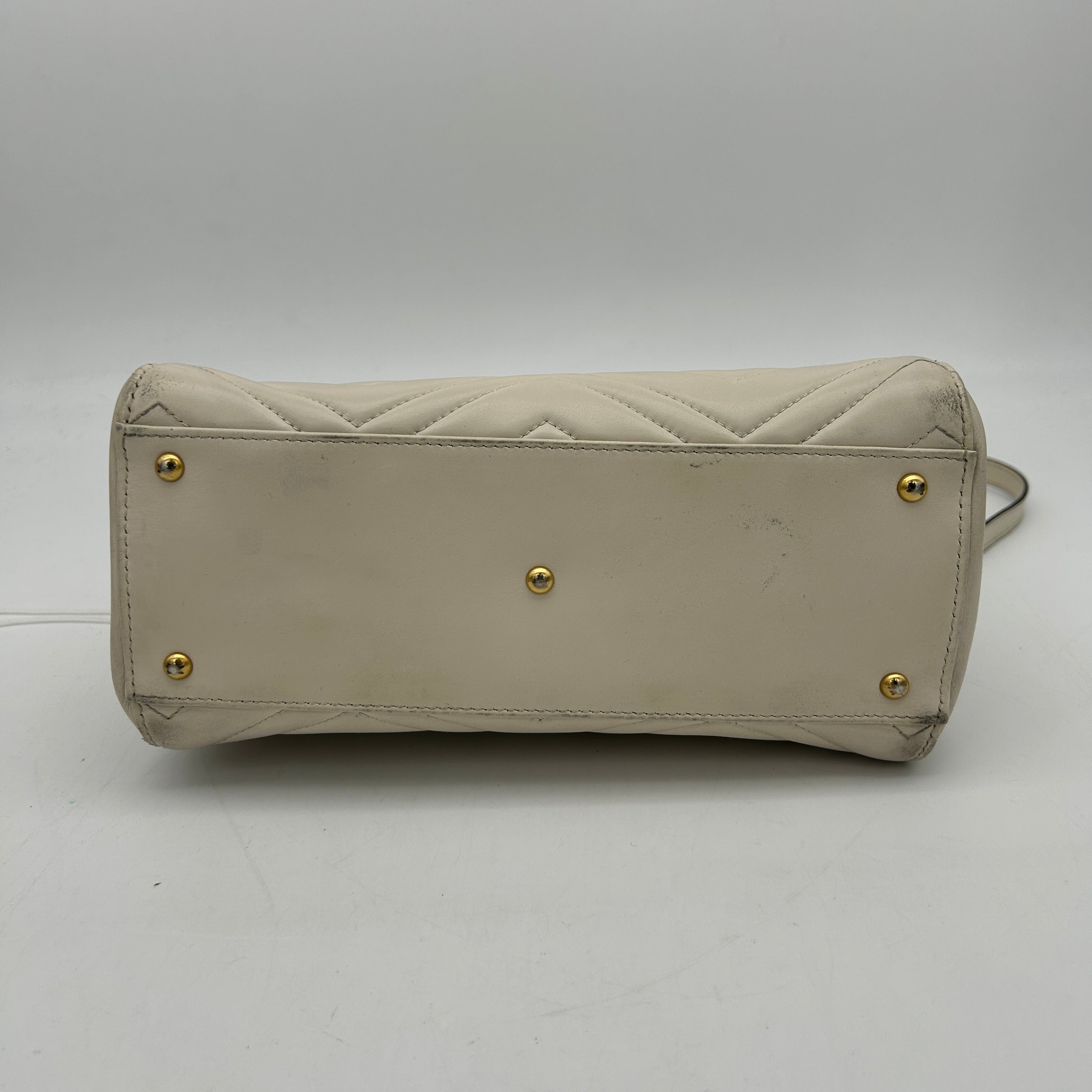 Gucci GG Marmont White Leather Shoulder Bag Medium