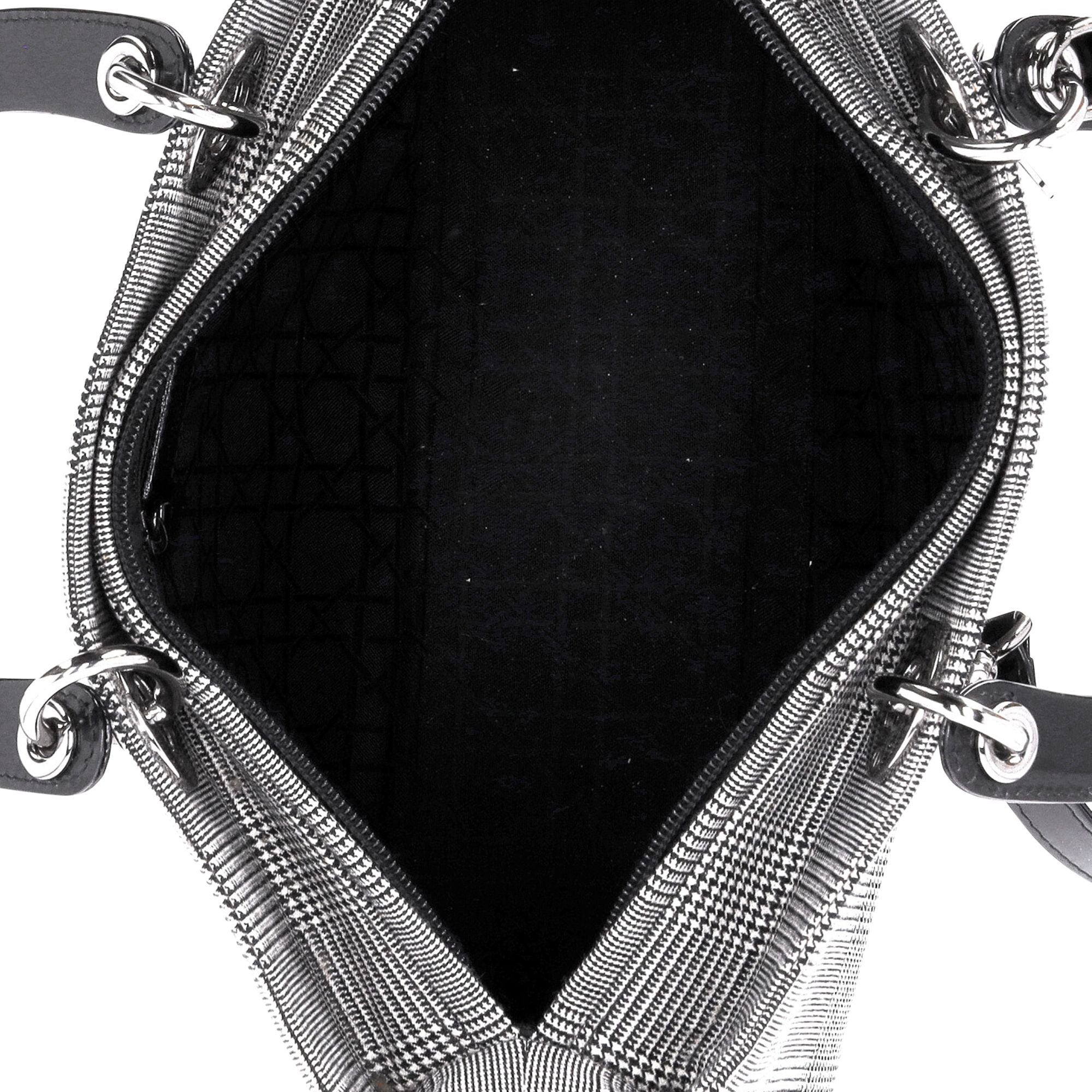 Dior Large Lady Dior Houndstooth Print Hand Bag in Canvas
