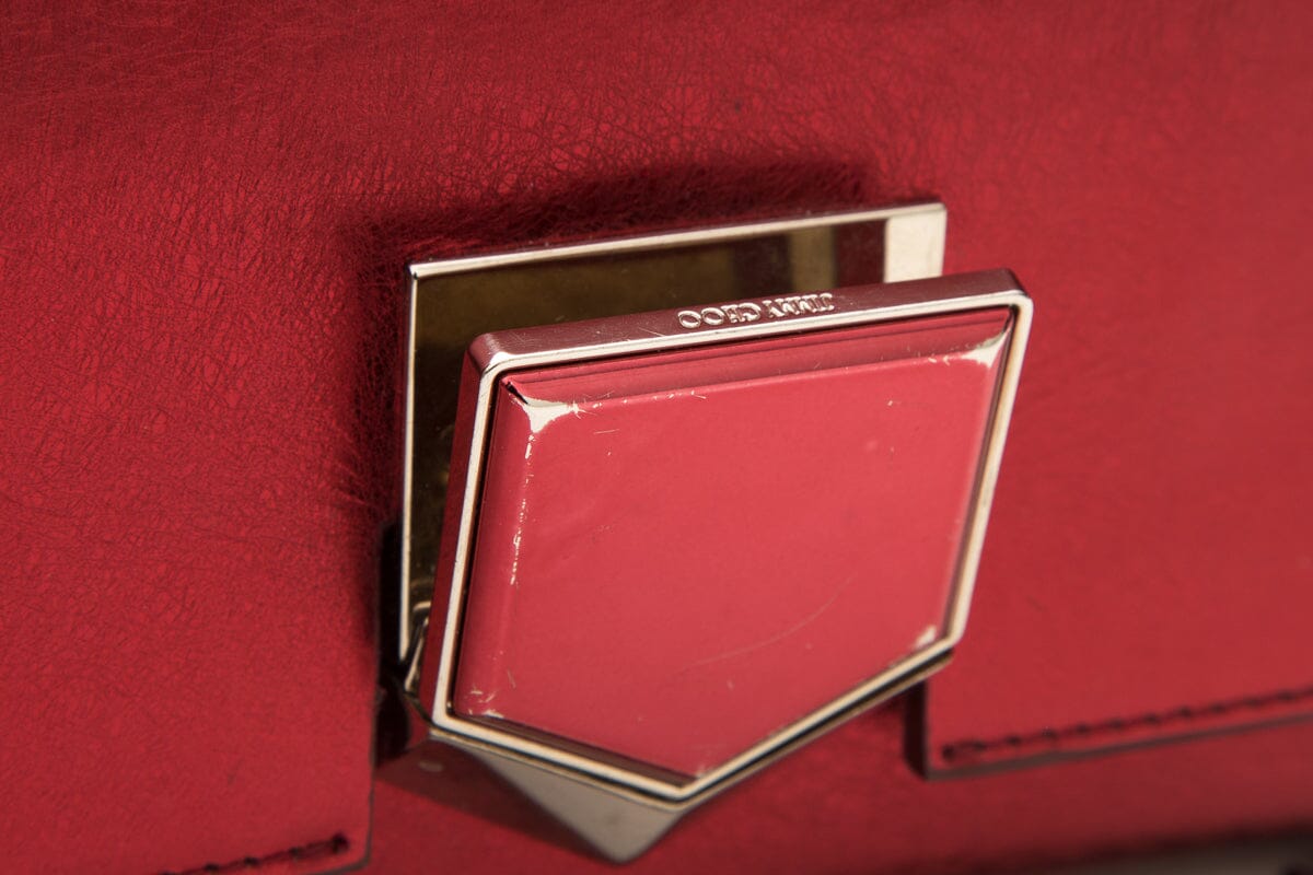 Jimmy Choo Red Lockett City Shoulder Bag