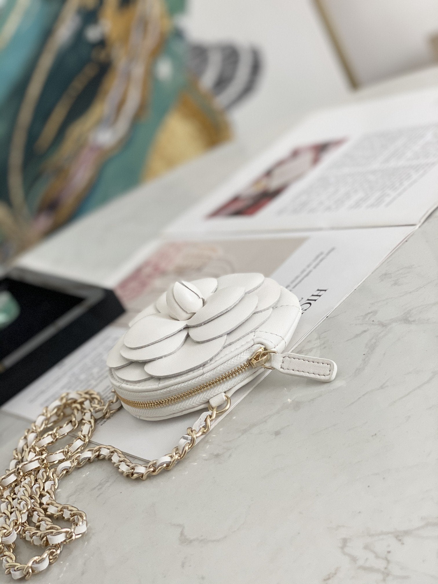 Chanel Camellia Clutch With Chain White Bag For Women 11cm/4in