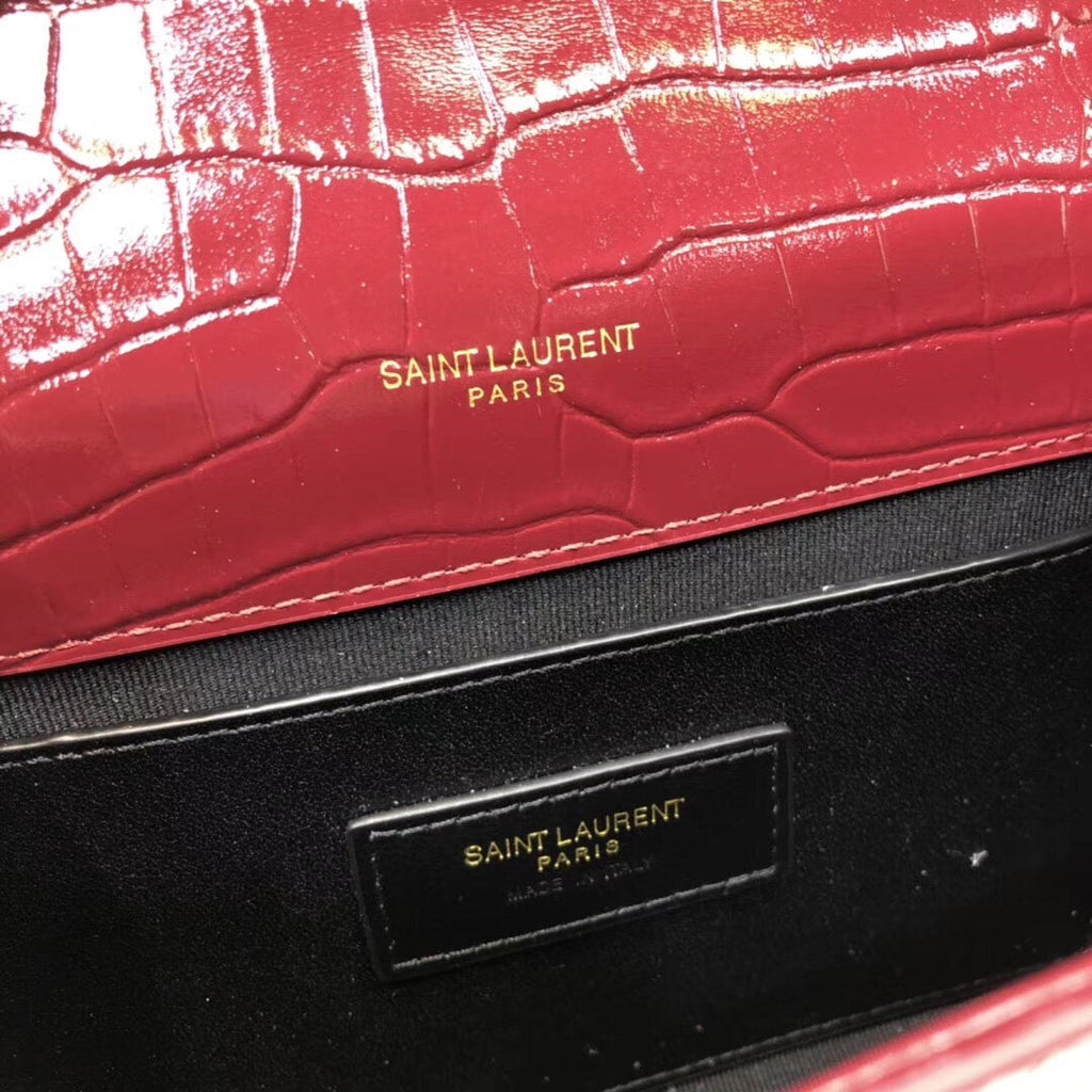 YSSL Kate Small Chain Bag With Tassel In Embossed Burgundy For Women 7.8in/20cm YSLÂ 
