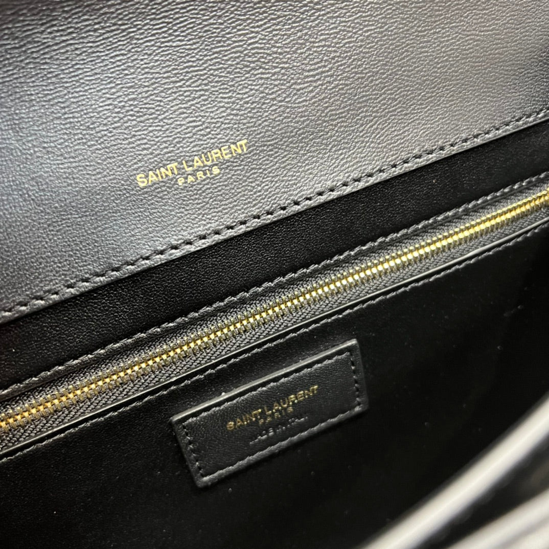 Top Quality Gaby Satchel Bag In Black With Gold Toned Hardware For Women 10.2in/26cm YSl 695724DZEUW1000