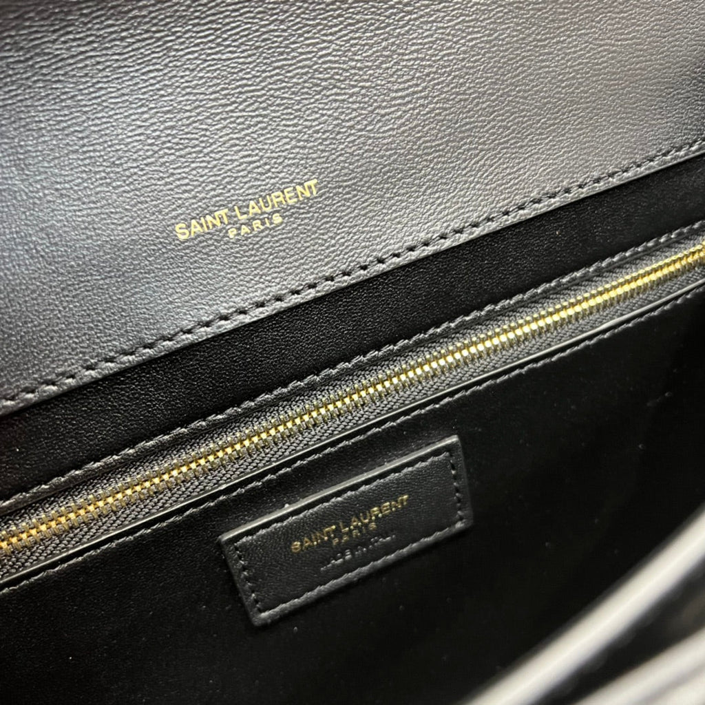 YSSL Gaby Satchel Bag In Black With Gold Toned Hardware For Women 10in/26cm YSl 695724DZEUW1000