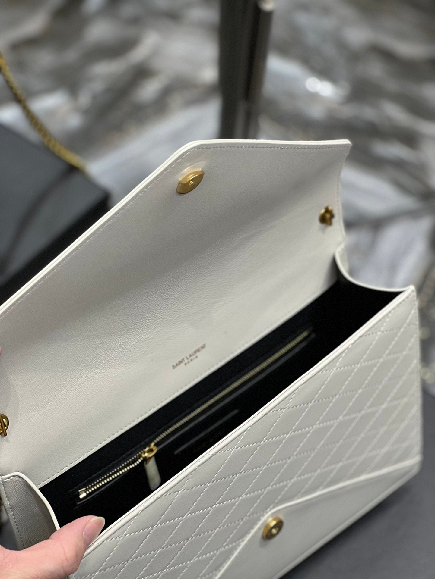 Top Quality Gaby Chain Bag White With Gold Hardware For Women 10.4in/27cm YSL