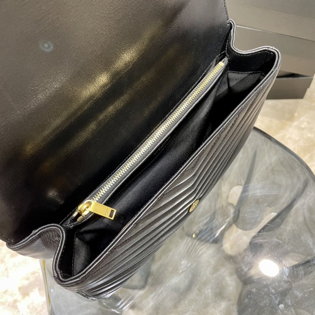 YSSL College Large Chain Bag Black With Gold Hardware For Women 12in/32cm YSL 600278BRM071000