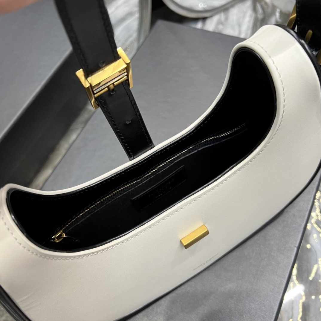 Top Quality Le Fermoir Hobo Bag White With Gold Hardware For Women 9.4in/24cm YSL
