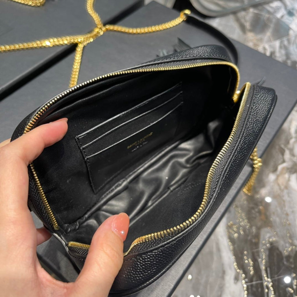 Top Quality Lou Mini Bag Black In Quilted Grain De Poudre With Gold Hardware For Women 7.4in/19cm YSl 6125791GF011000
