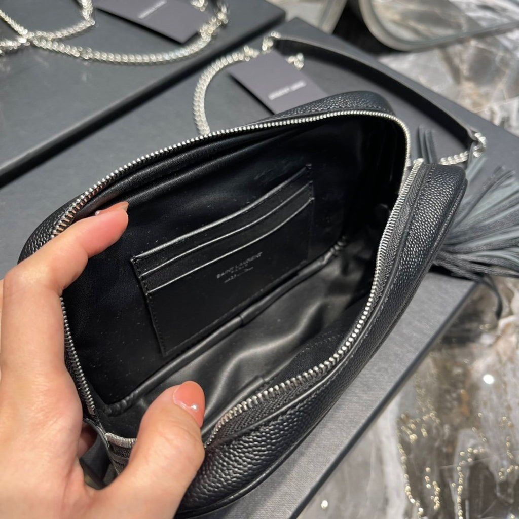 Top Quality Lou Mini Bag Black In Quilted Grain De Poudre With Silver Toned Hardware For Women 7.4in/19cm YSl 6125791GF021000
