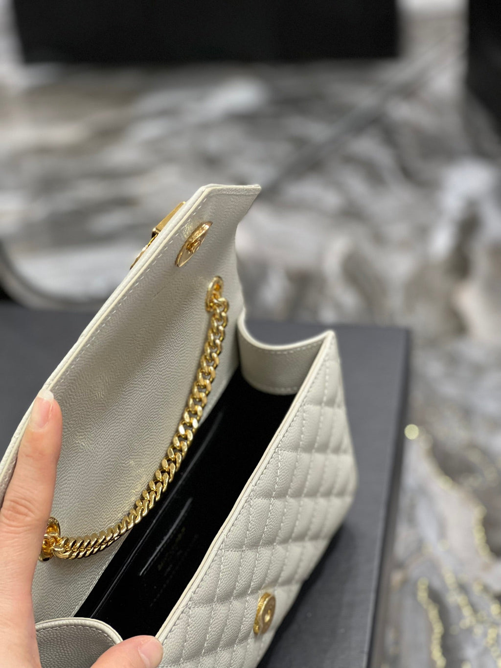 YSSL Small Bag White In Mix Matelasse For Women 8in/21cm YSL 600195BOW919207
