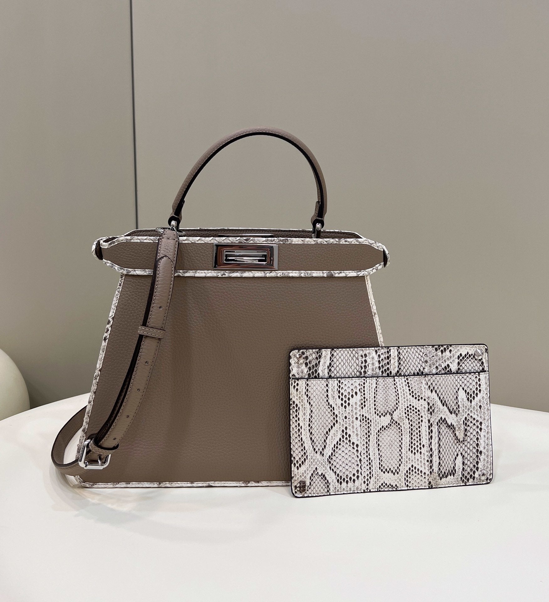 Peekaboo ISeeU MeDiorum Greige For Women, Women’s Handbags, Shoulder Bag 13.1in/33.5cm FF
